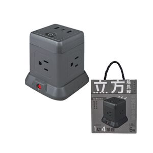 KINYO 3P1開4插立方USB延長線-5呎灰色