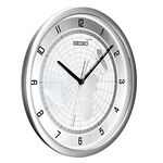 SEIKO 精工 世界地圖時尚掛鐘 時鐘-銀白 QXA814A, , large