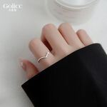 【Gulicc】古莉可 戒指 韓版簡約鋯石V行戒指, , large