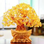 【A&R】招財黃水晶樹 聚寶盆 金元寶款 高18cm, , large