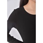 (S) niceioi質感圓領黑色長袖上衣二手衣, , large