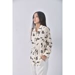 (L) chloechen質感棉質印花杏色襯衫上衣二手衣, , large