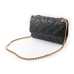 TORY BURCH Fleming 縫線納帕皮革翻蓋二用包/黑色, , large