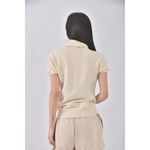 (S) burberry質感高領杏色短袖上衣二手衣, , large