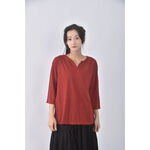 (XL) minutes happiness棉質V領紅色長袖上衣二手衣, , large