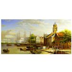 【御畫房】商貿市集 國家一級畫師手繪油畫60×120cm(VF-142), , large