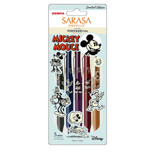 【ZEBRA 斑馬牌】迪士尼 限定款  SARASA 復古色鋼珠筆 5支 V/C款 組(JJ15-DS2305)  -  多款可選