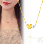 【TLH】珍珠鎖骨項鍊黃金墜 純金999 心願交織 約重0.03錢±0.01, , large