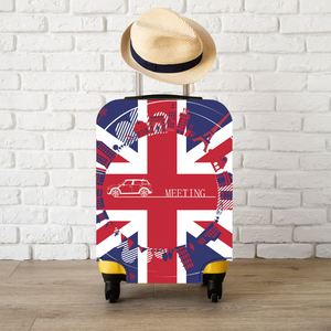 加厚耐磨行李箱保護套【英國國旗出差趣-S號】 貓咪 米格魯 英國 美國隊長 郵磋 底部拉鏈 旅行箱防塵罩 行李保護套