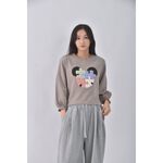 (F) imagine質感拼圖棕色長袖上衣二手衣, , large