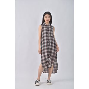 (L) 【德馨私服】forever21質感棉質純棉格紋黑色洋裝二手衣