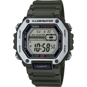 CASIO 卡西歐 10年電力金屬風計時手錶-綠 MWD-110H-3AV