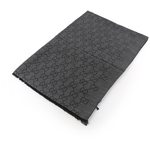 GUCCI GG Logo 羊毛披肩/圍巾/黑色/炭灰色, , large