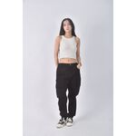 (XL) lativ高腰丹寧牛仔質感棉質工裝黑色長褲二手衣, , large