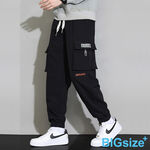 大尺碼-日系潮流工裝褲-黑/灰-0204170, , large