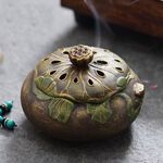 【A&R】招財開運 陶瓷好運連連 蓮花香爐 - 古陶蓮花, , large