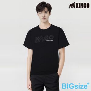 KINGO-大尺碼-男款 圓領T恤-黑-413134