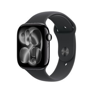 Apple Watch S11 GPS 42mm 曜石黑色鋁金屬錶殼搭黑色運動錶帶 S/M _ 台灣公司貨 + 專用【錶貼 ＆ 錶套】