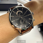 [星晴錶業]TommyHilfiger手錶,44mm,TH00018黑色錶面銀錶殼咖啡色真皮皮革錶帶款, , large