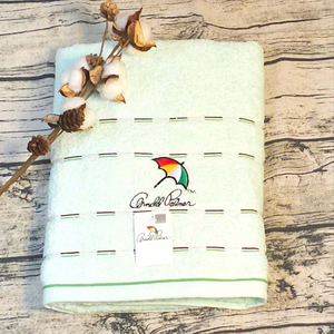 [凱美棉業] MIT台灣製 雨傘牌 刺繡LOGO浴巾 頂級12兩超厚實 淺色黑線條款