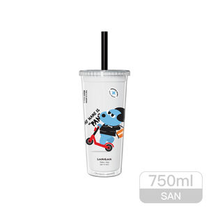 樂扣酷趣珍奶吸管隨行杯750ml-悶氣狗白