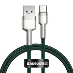 【BASEUS】iPhone不適用 40W倍思金屬卡福樂USB to Type-C充電線 100公分 墨綠色(快充線 數據線 TC線), , large