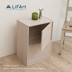 【LiFArt】MIT日系簡約二層附門收納櫃-純白橡木色, , large
