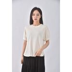 (S) uniqlo質感棉質格紋杏色短袖上衣二手衣, , large