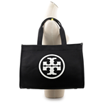 TORY BURCH Ella 圓形標誌棉質帆布大款托特包/黑色, , large