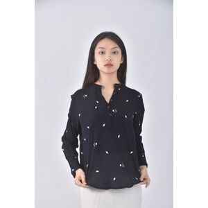 (M) trend collection繡花藍色長袖上衣二手衣