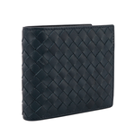 BOTTEGA VENETA 小牛皮編織照片對開短夾/深藍, , large