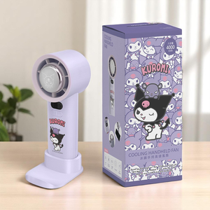 【三麗鷗 Sanrio】KUROMI 酷洛米 100檔 冰風扇 冰鎮渦輪手持風扇 4000mah大容量(附手機支架底座) - 經典款