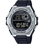 CASIO 卡西歐 10年電力金屬風計時手錶-黑x銀 MWD-100H-1BV, , large