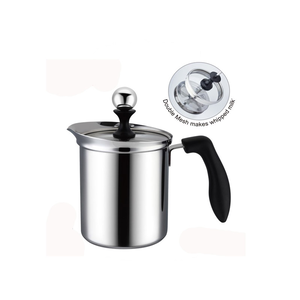 PEARL HORSE Double-Layer Milk Frother with Glass Lid – 400cc – TA-S-400-D