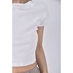 (S) topdressing韓牌質感修身短版白色短袖上衣二手衣, , large