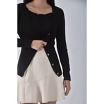 (XS（含）以下) 質感針織貼身黑色長袖上衣二手衣, , large