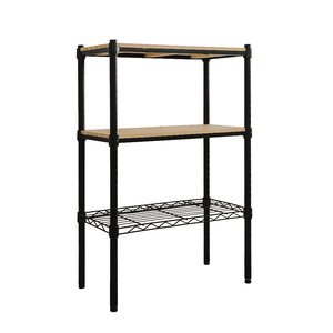 【Y HOUSE】60x30x90cm pine wood three-layer storage rack rack iron rack - black paint