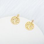 【Angel & Me】生命樹 s925 純銀 厚鍍 24k純金 一對 耳環 耳夾, , large