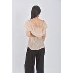(S) an ge荷葉蕾絲邊透膚杏色上衣二手衣, , large