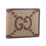 GUCCI Jumbo GG Logo 緹花布及皮革對開8卡短夾/棕色, , large