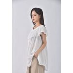 (S) hinge一字領白色短袖上衣二手衣, , large