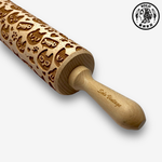 【SOLO Vintage】Big Head Cat Rolling Pin 43CM Embossed Natural European Wood Made in Poland, , large
