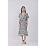 (S) osan格紋黑色洋裝二手衣, , large