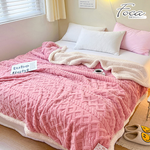 【FOCA】Streamer Gray | Three-dimensional woven jacquard warm wool sherpa double-sided blanket (150X200cm), , large