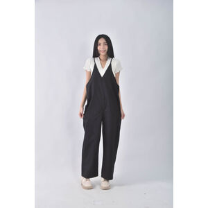 (4XL（含）以上) aiyishangfushi吊帶寬鬆黑色長褲二手衣