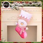 摩達客耶诞-夢幻聖誕雪人絨布粉紅聖誕襪, , large