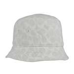 COACH 滿版CC Logo 皮標細節棉質牛仔漁夫帽/白色, , large