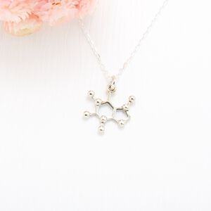 【Angel & Me】咖啡 咖啡因 分子 化學符號 s925 純銀 項鍊 聖誕節 情人節 禮物