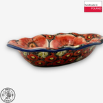 【SOLO Vintage】Cerraf Polish Pottery 26cm Oval Plate Crimson Sunset Floral Whisper Series Made in Poland, , large