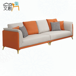 【文創集】朵利雙色透氣皮革四人座沙發椅(客約商品), , large